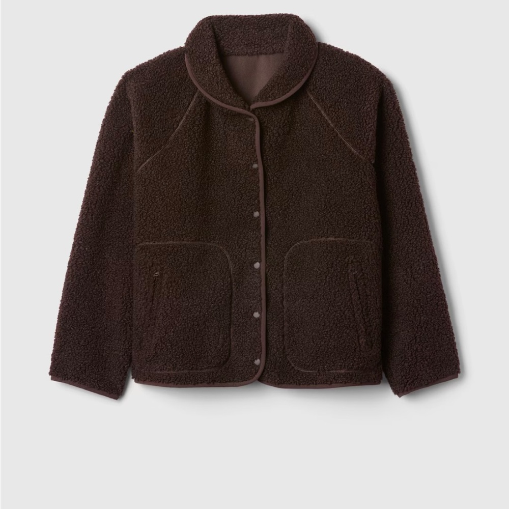 GAP Black Sherpa Button-Front Jacket